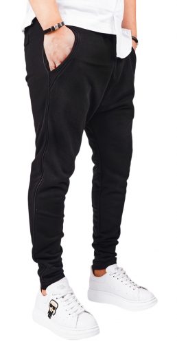 Pantaloni cu semi-tur si vipusca din fermoar negru 7-Ani MPL6411 Pantaloni cu semi-tur si vipusca din fermoar negru MPL6411