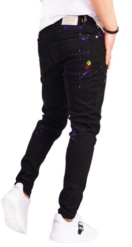 Blugi negri cu elemente pictate 7-Ani MJL6527 Blugi negri cu elemente pictate MJL6527