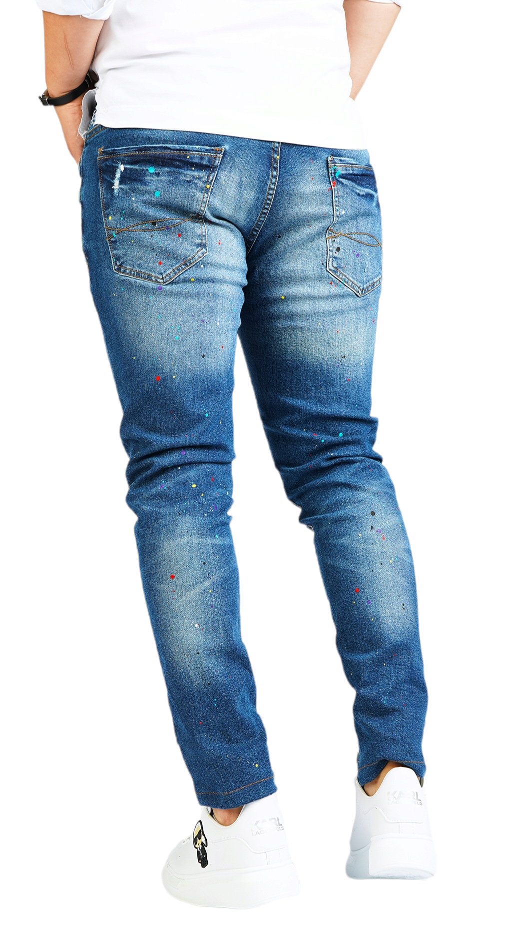 Blugi custom cu efecte aplicate manual anterioare MJL5910 Blugi custom cu efecte aplicate manual MJL5910