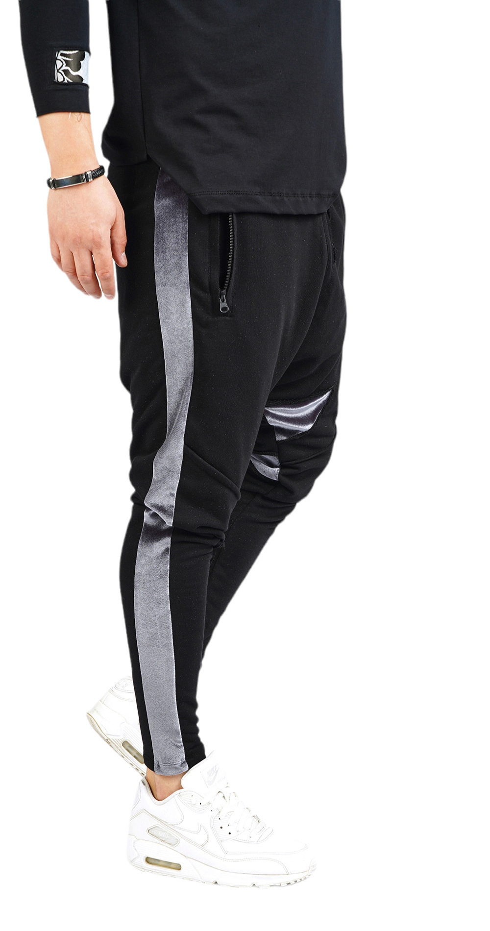 Pantaloni cu semi-tur si insertii metalice pantaloni MPL5911 Pantaloni cu semi-tur si insertii metalice MPL5911