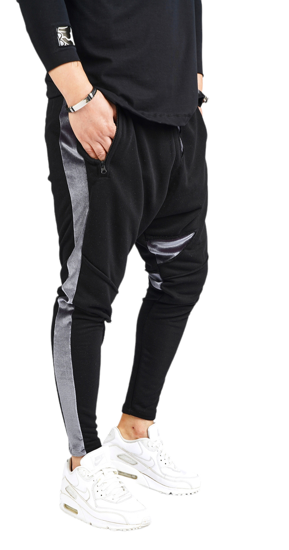 Pantaloni cu semi-tur si insertii metalice pantaloni MPL5911 Pantaloni cu semi-tur si insertii metalice MPL5911