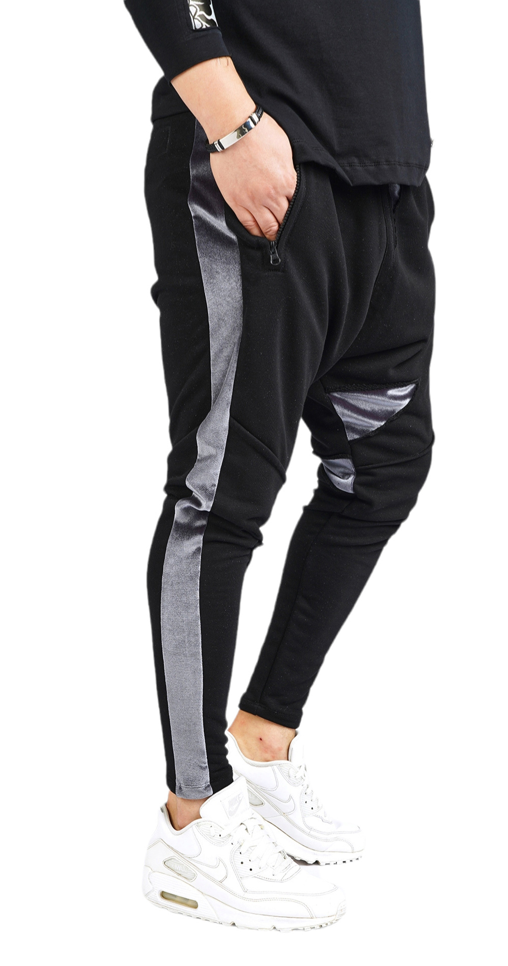 Pantaloni cu semi-tur si insertii metalice pantaloni MPL5911 Pantaloni cu semi-tur si insertii metalice MPL5911