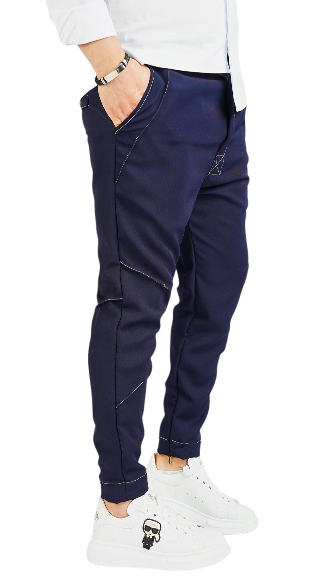 NOT-FOR-EVERYONE: PANTALONI STOFA CU SEMI-TUR LASAT MPL5914