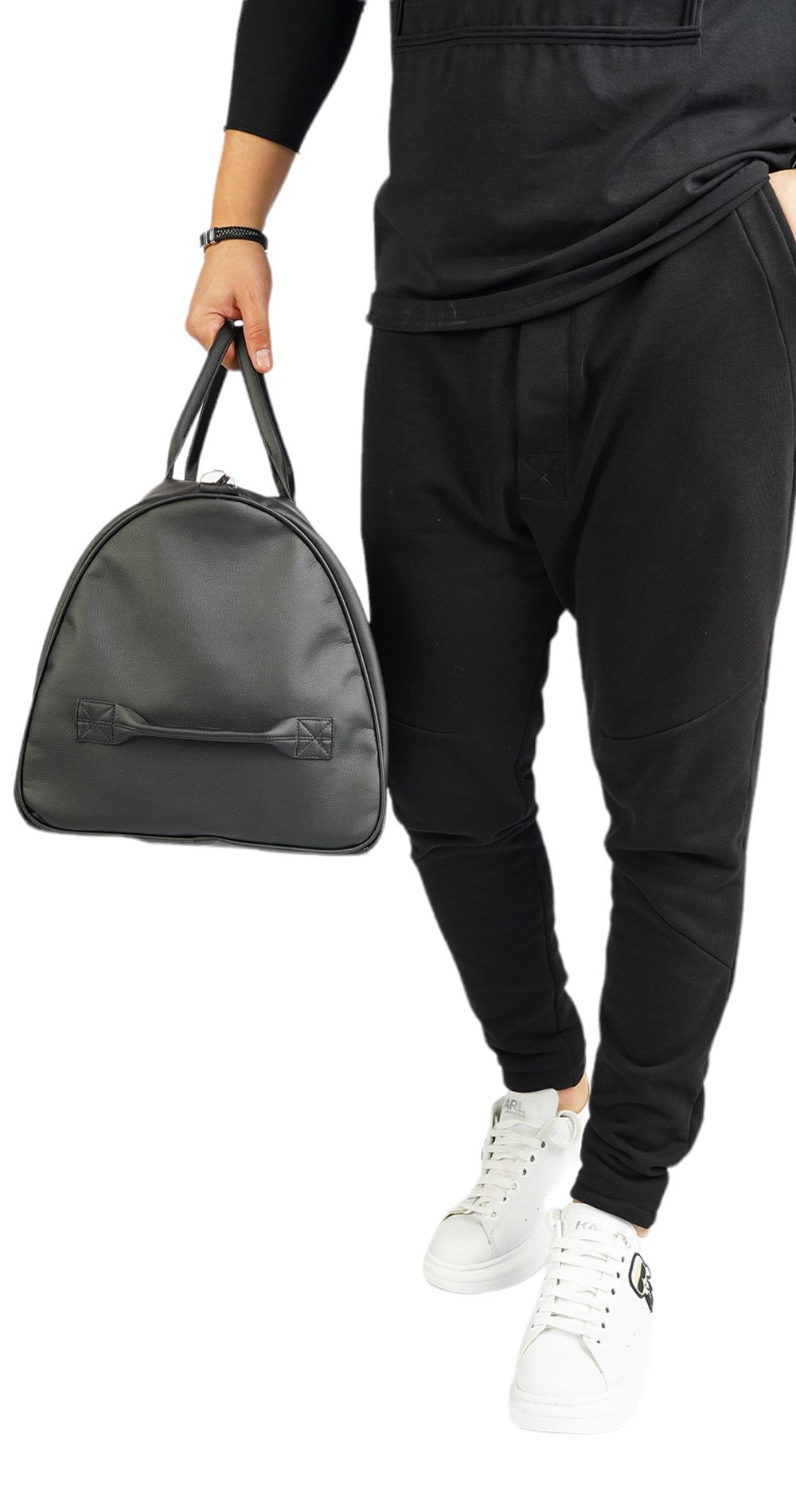 Gym edition, eco ♻ black leather duffle bag MBG5927