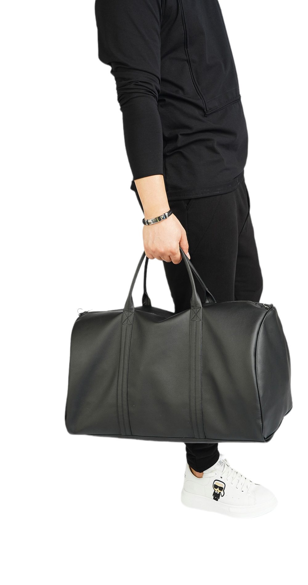 Gym edition, eco ♻ black leather duffle bag MBG5927