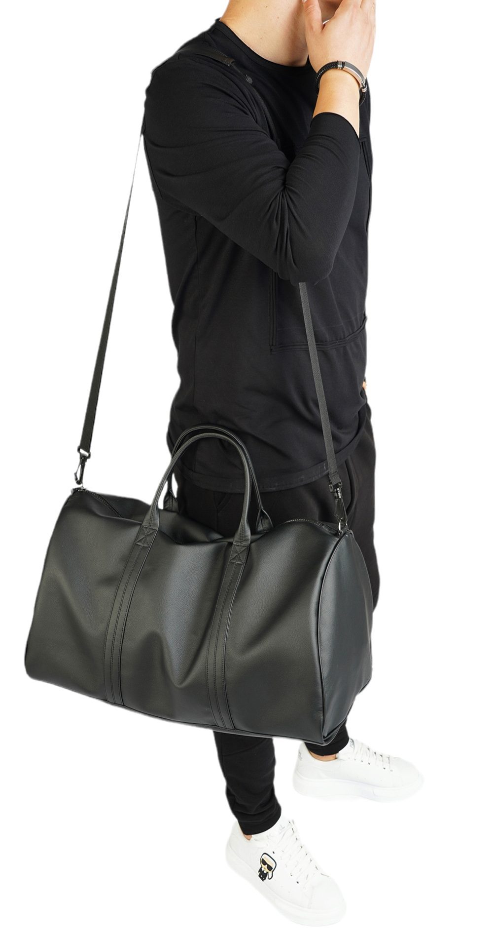 Gym edition, eco ♻ black leather duffle bag MBG5927