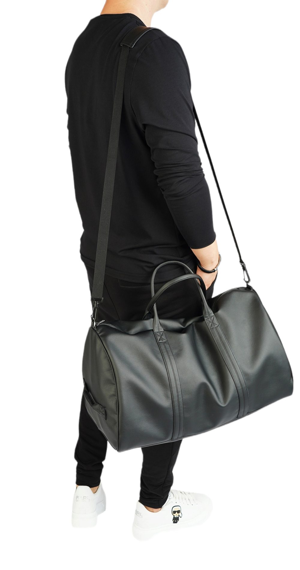 Gym edition, eco ♻ black leather duffle bag MBG5927