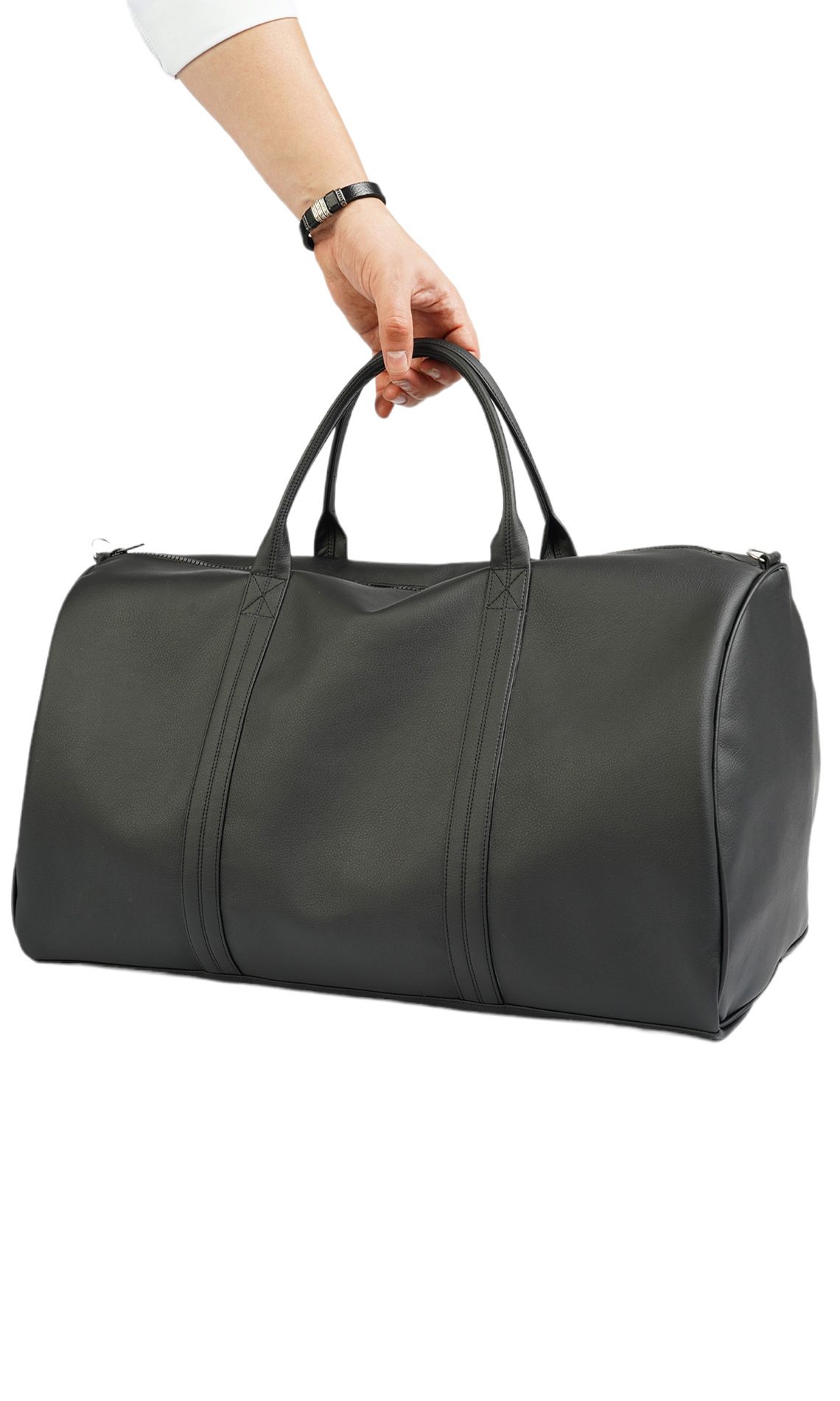 Gym edition, eco ♻ black leather duffle bag MBG5927