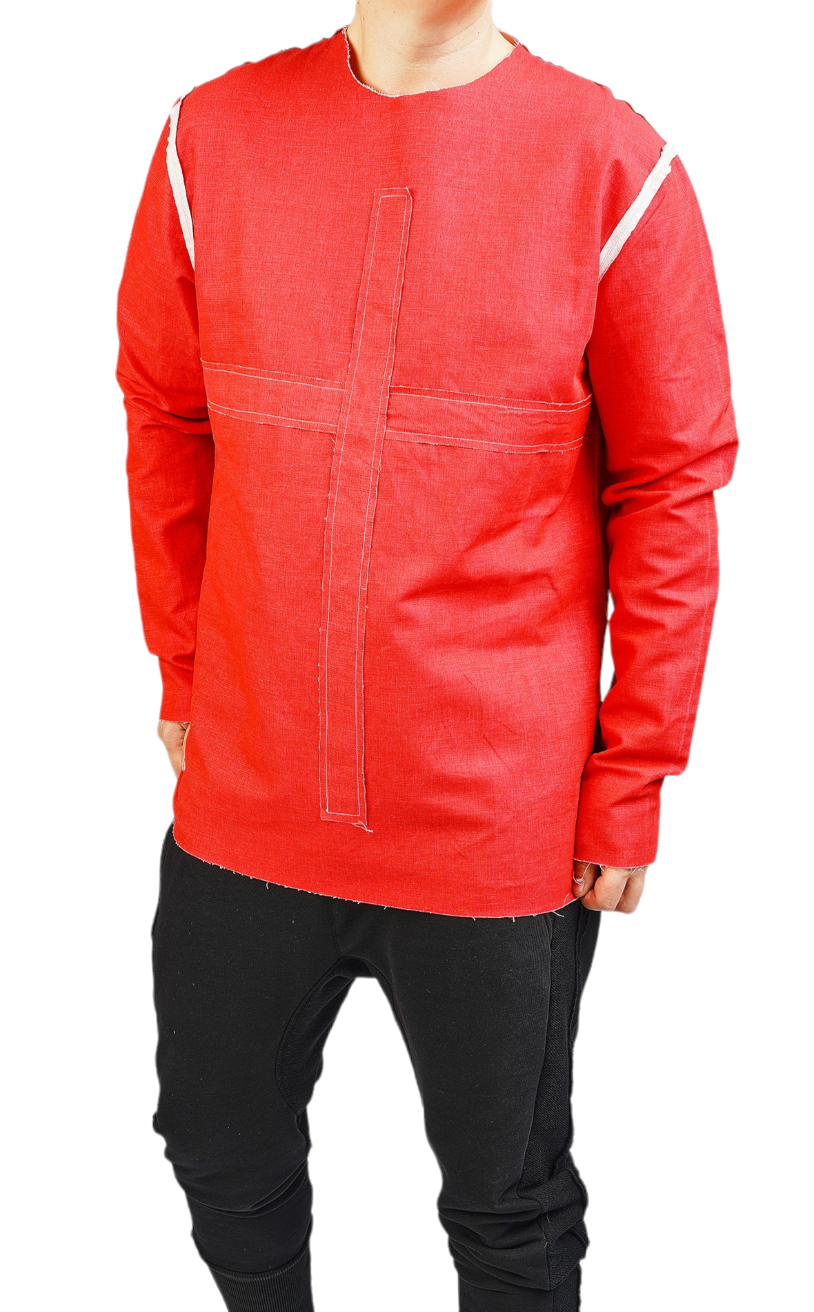 Bluza din denim rosu anterioare MBL6022 Bluza din denim rosu MBL6022
