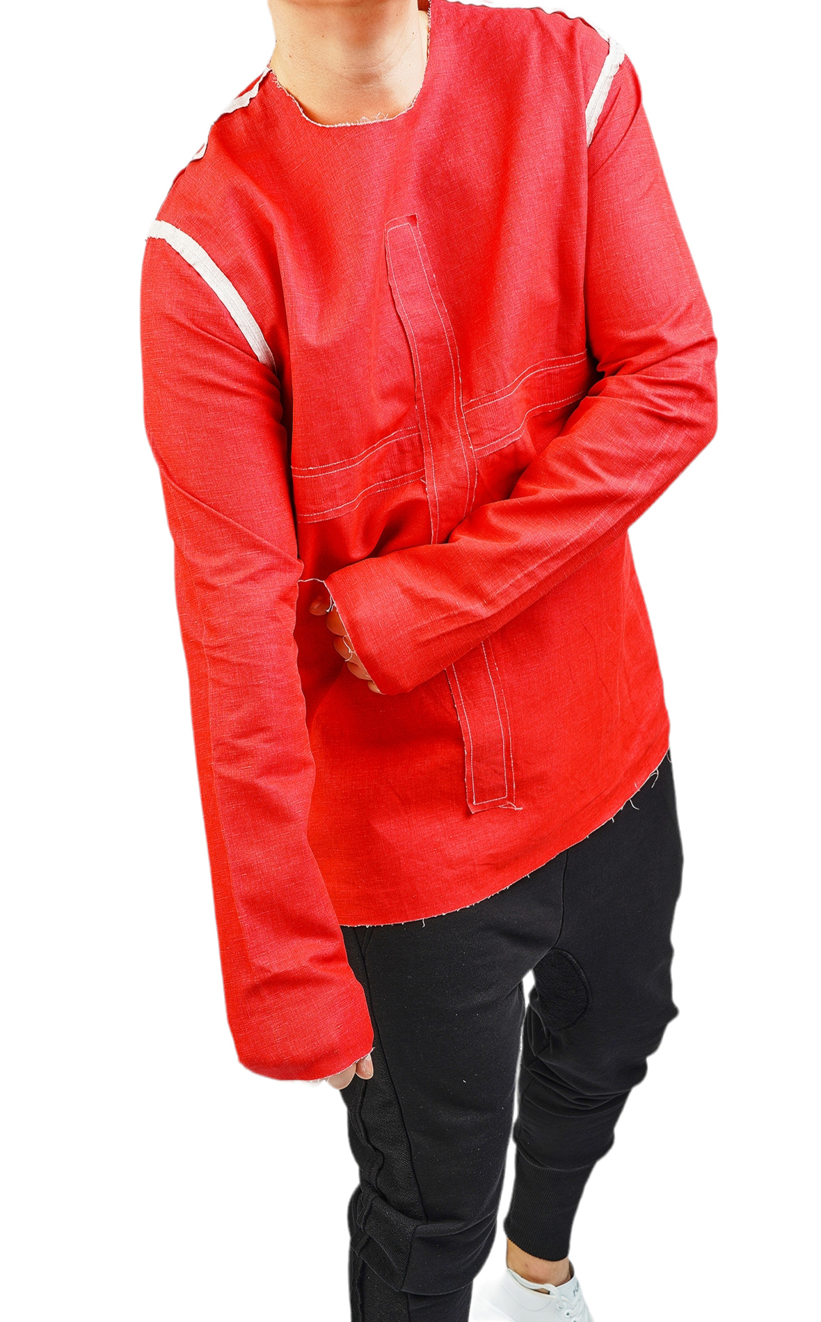 Bluza din denim rosu anterioare MBL6022 Bluza din denim rosu MBL6022