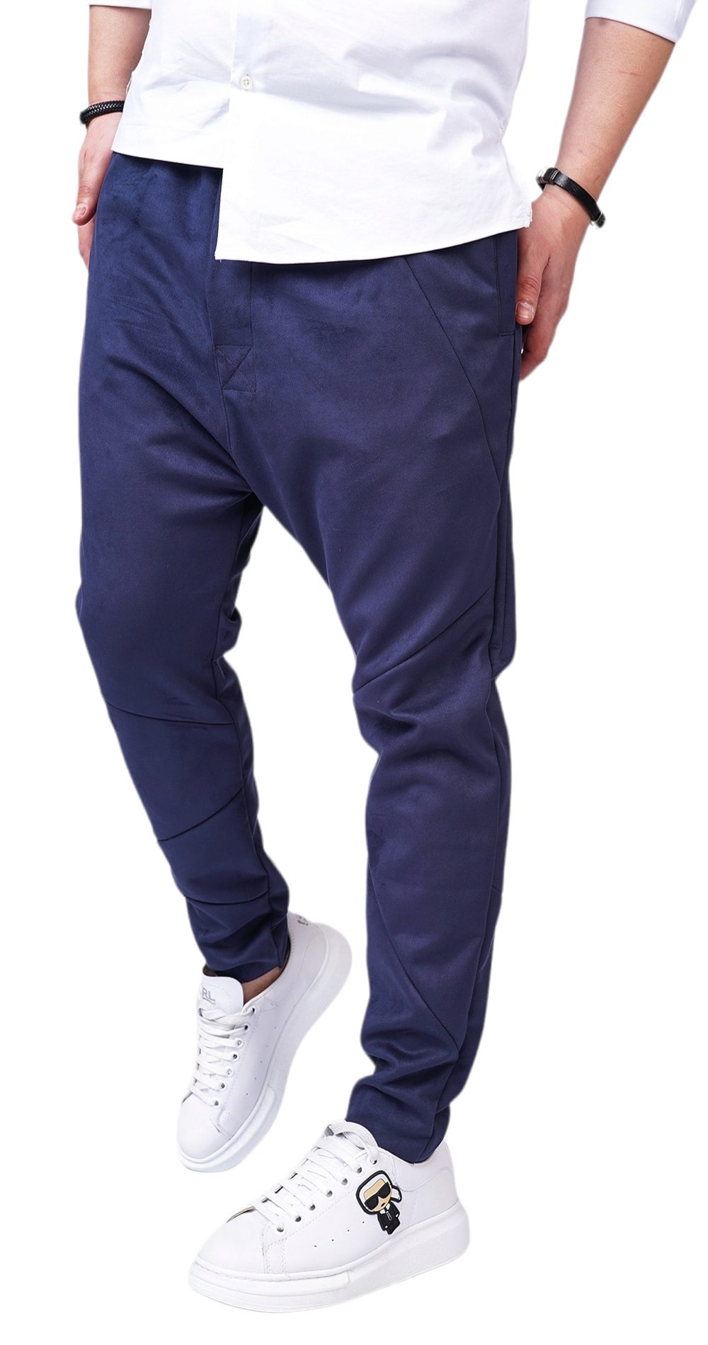 Pantaloni cu semi-tur, din <b>piele intoarsa</b> eco-friendly MPL6101