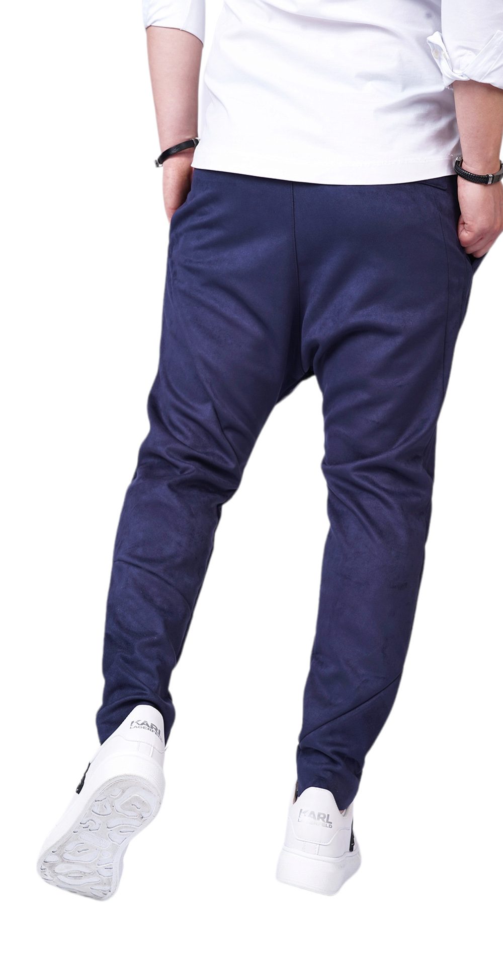 Pantaloni cu semi-tur, din <b>piele intoarsa</b> eco-friendly MPL6101