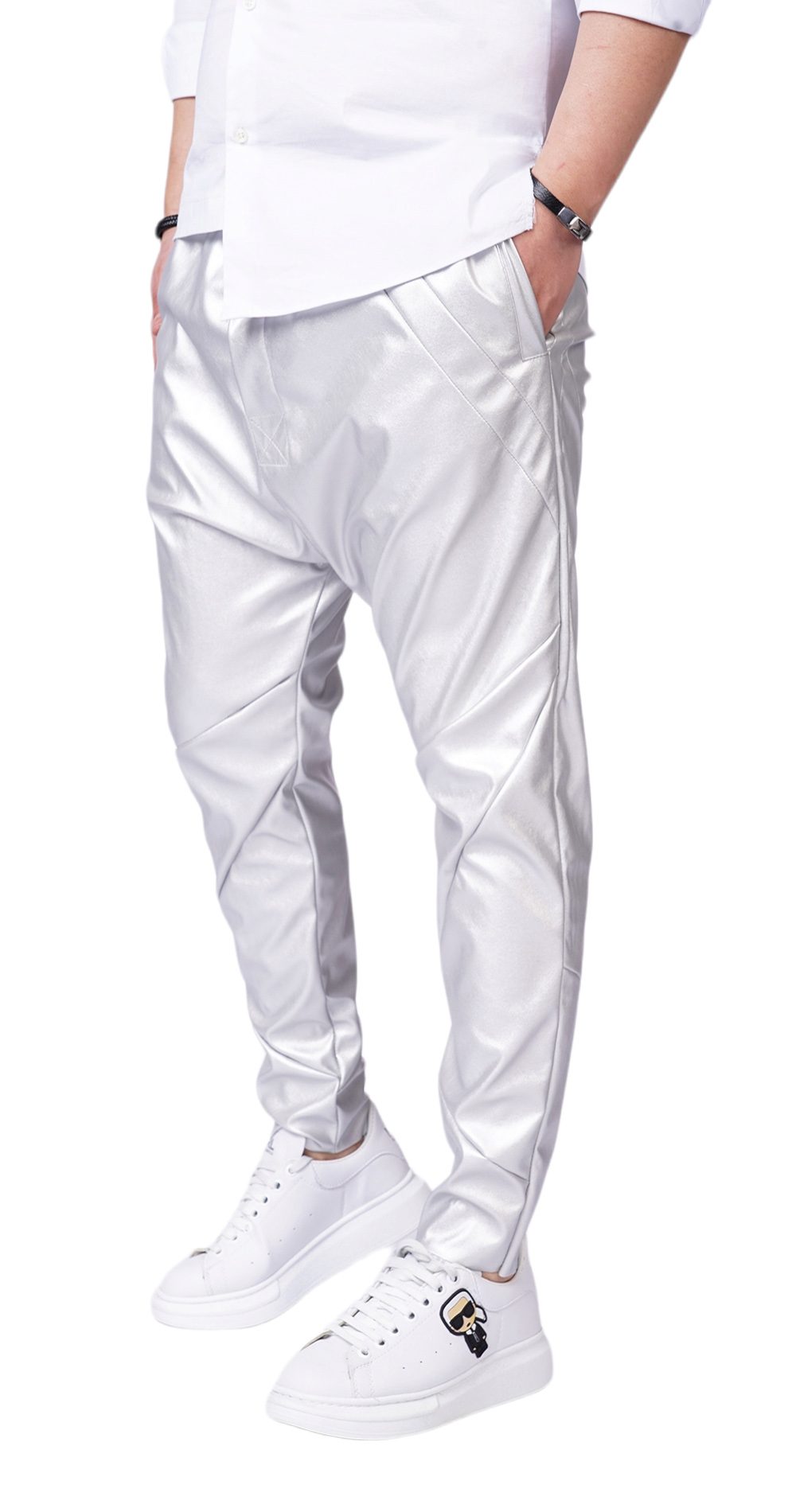 EXCLUSIVE SILVER LEATHER PANTS - NOT FOR EVERYONE MPL6102