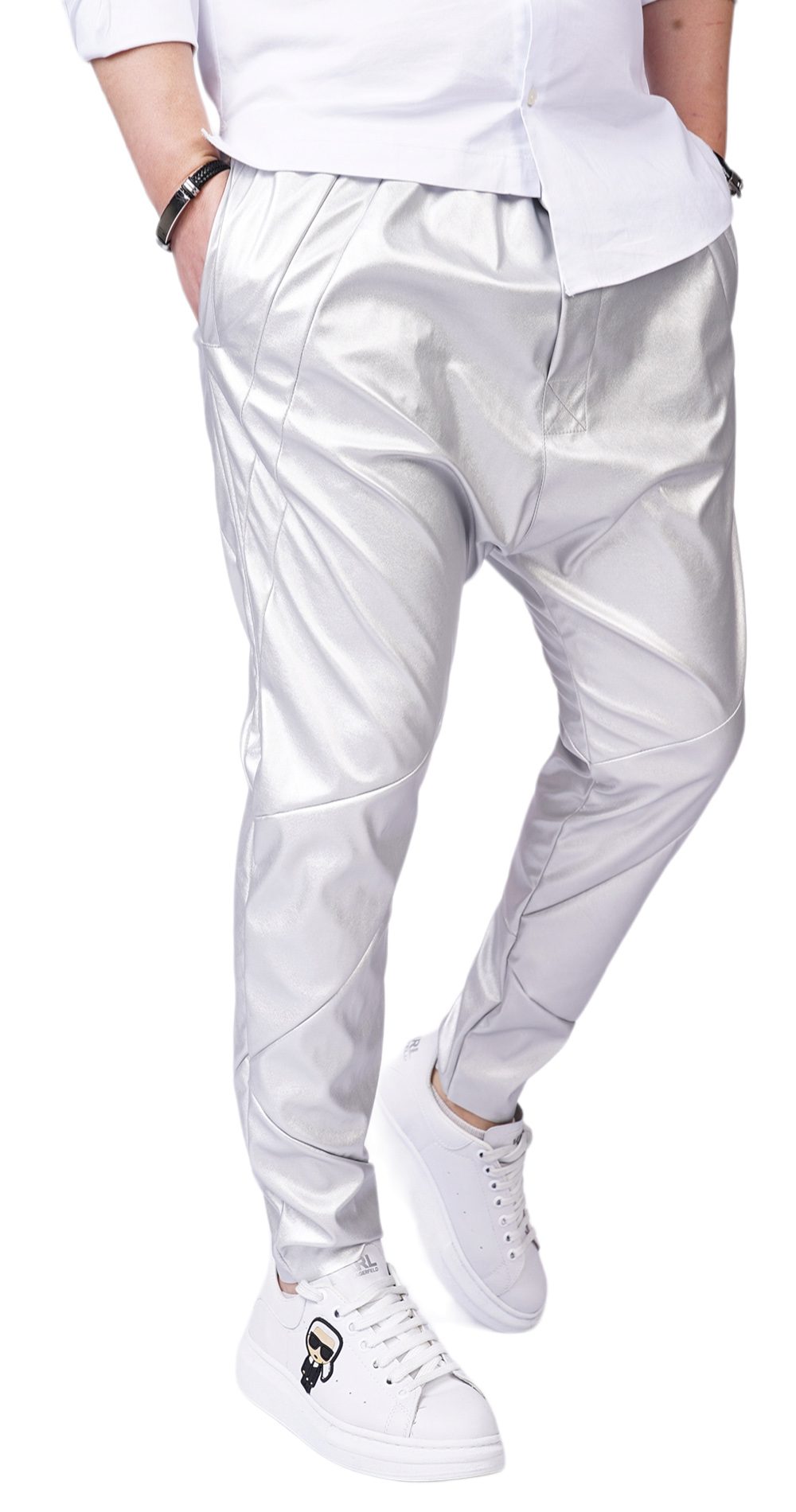 EXCLUSIVE SILVER LEATHER PANTS - NOT FOR EVERYONE MPL6102