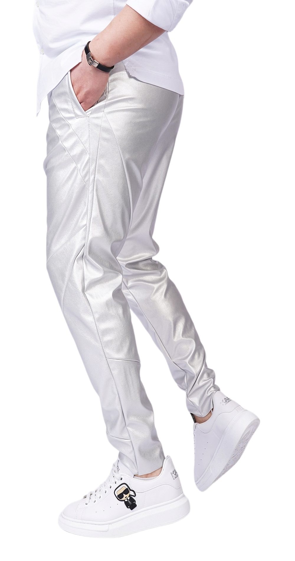 EXCLUSIVE SILVER LEATHER PANTS - NOT FOR EVERYONE MPL6102