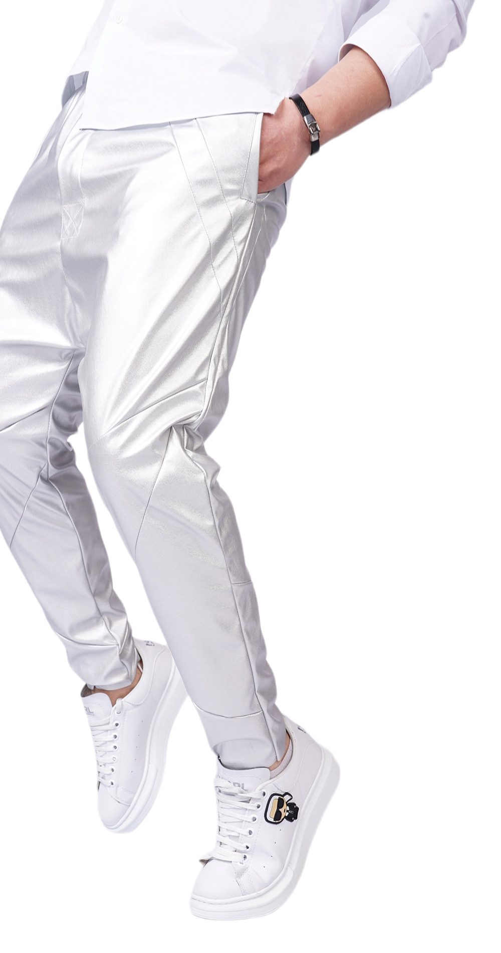 EXCLUSIVE SILVER LEATHER PANTS - NOT FOR EVERYONE MPL6102