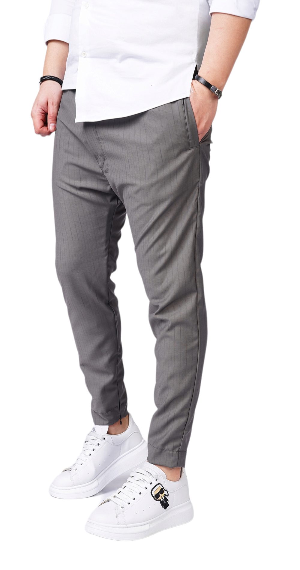 Pantaloni din stofa gri, premium MPL6109