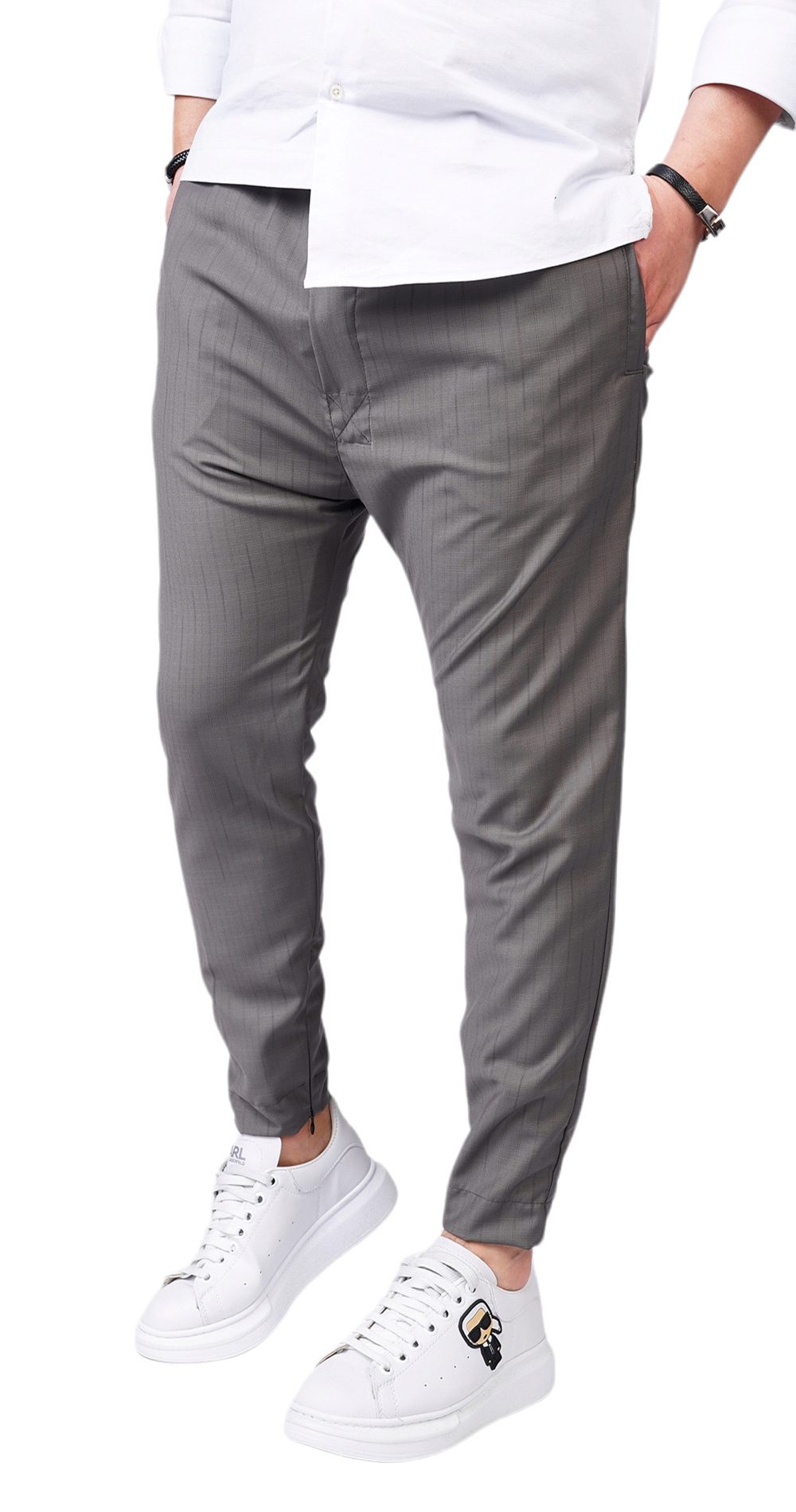 Pantaloni din stofa gri, premium MPL6109