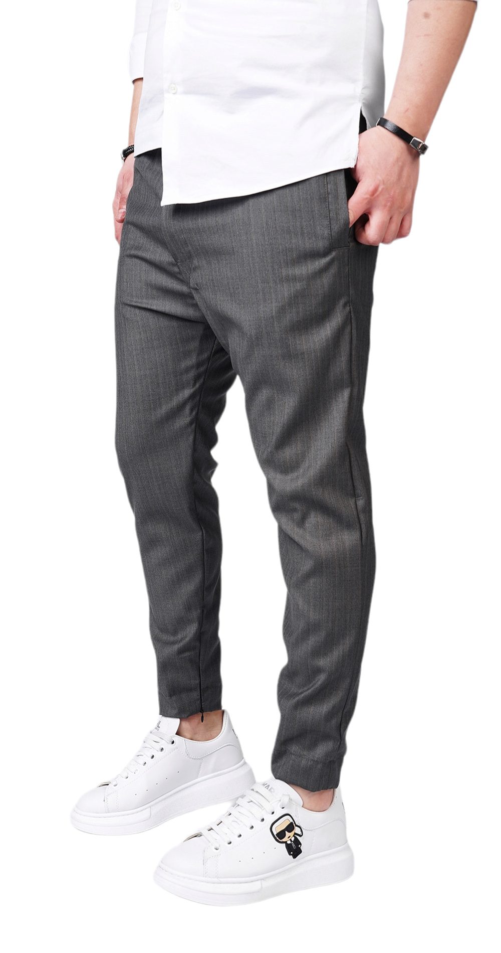 Pantaloni din stofa gri, premium MPL6111