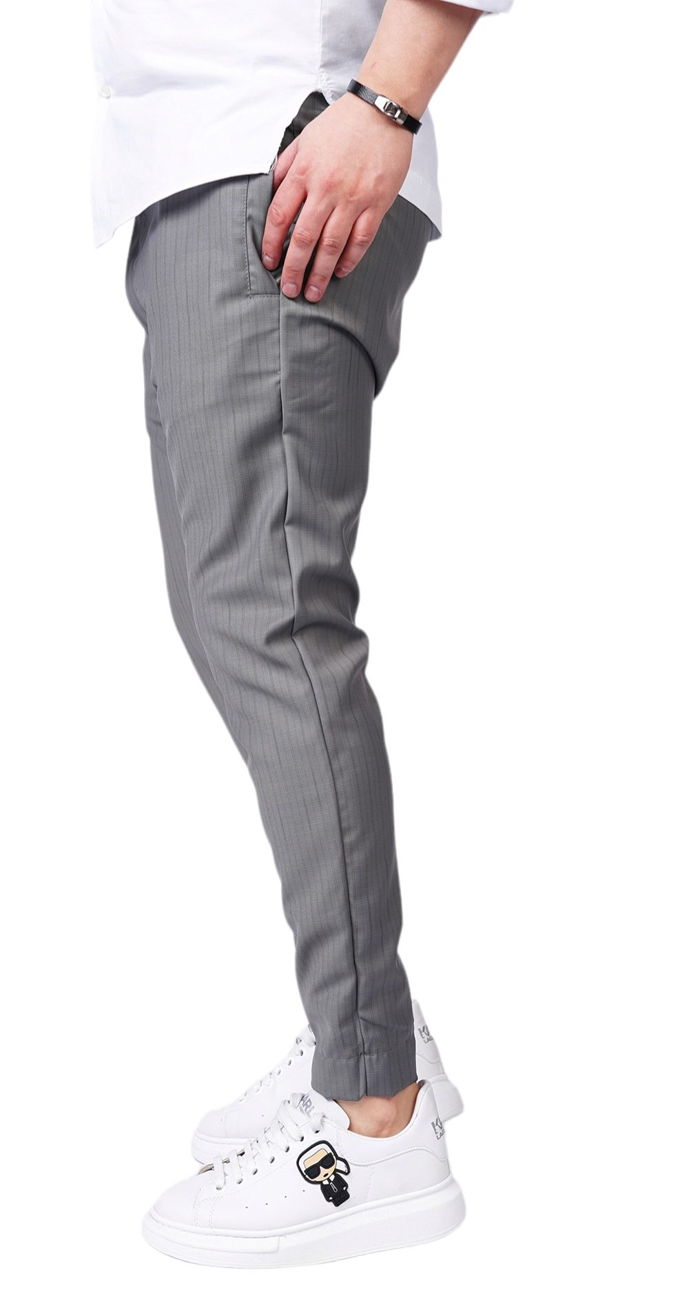 Pantaloni din stofa premium, gri deschis MPL6113