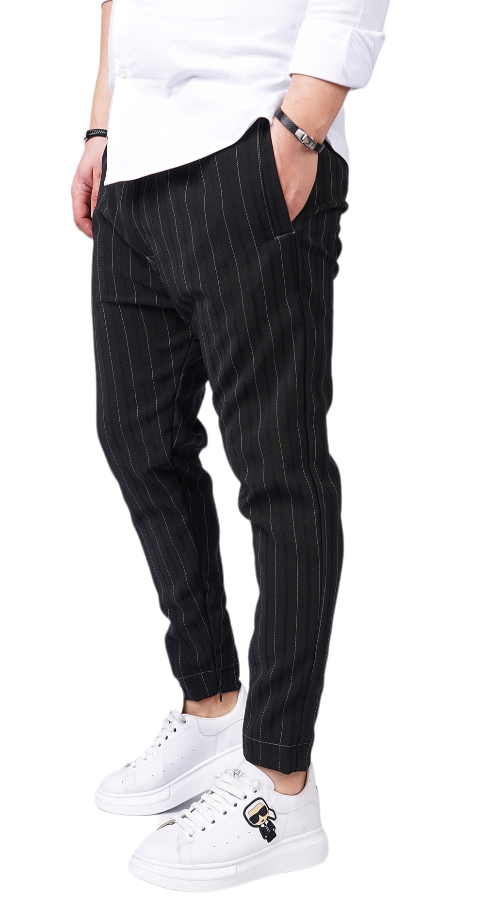 Exclusive! Pantaloni din stofa premium cu insertii metalice Gentlemen's edition MPL6114 Exclusive! Pantaloni din stofa premium cu insertii metalice MPL6114