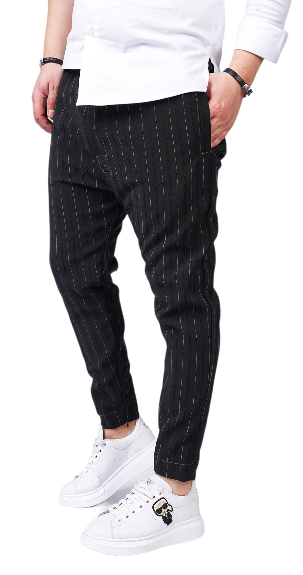 Exclusive! Pantaloni din stofa premium cu insertii metalice Gentlemen's edition MPL6114 Exclusive! Pantaloni din stofa premium cu insertii metalice MPL6114