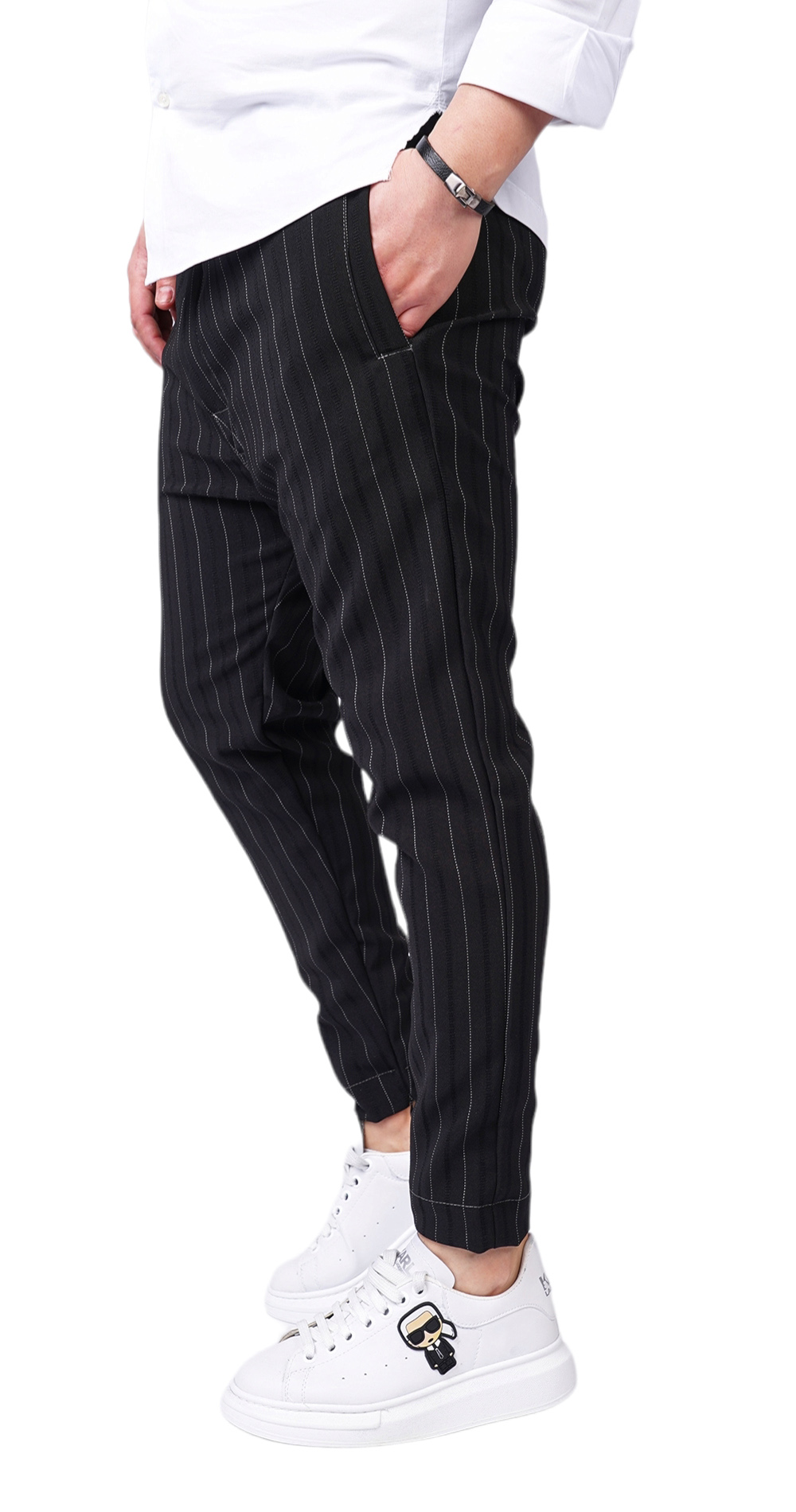 Exclusive! Pantaloni din stofa premium cu insertii metalice Gentlemen's edition MPL6114 Exclusive! Pantaloni din stofa premium cu insertii metalice MPL6114