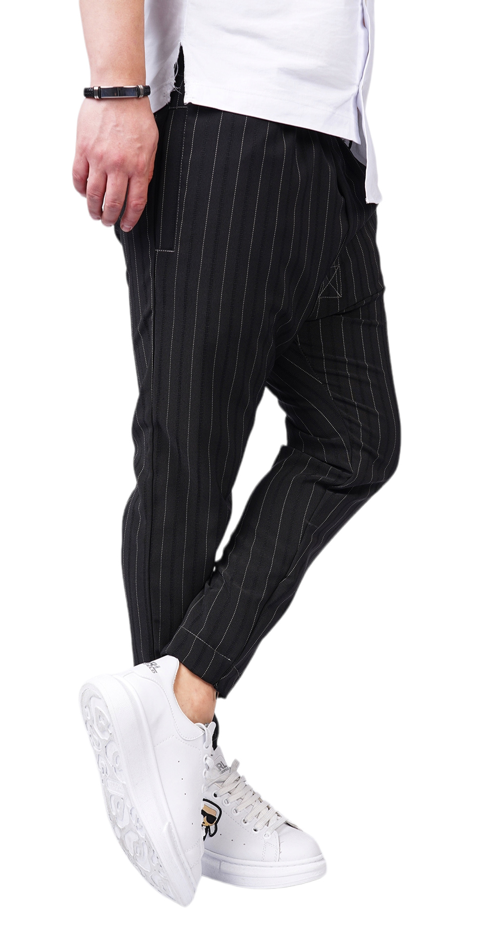 Exclusive! Pantaloni din stofa premium cu insertii metalice Gentlemen's edition MPL6114 Exclusive! Pantaloni din stofa premium cu insertii metalice MPL6114