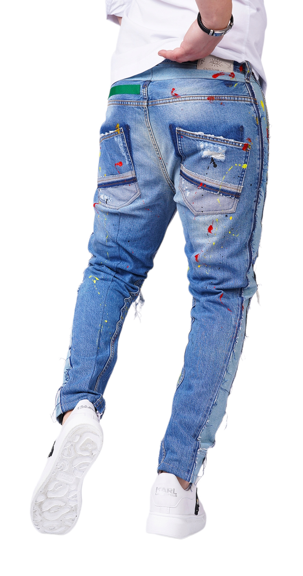 Blugi confectionati manual, cu elemente distincte jeans MJL6115 Blugi confectionati manual, cu elemente distincte MJL6115