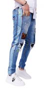 Blugi confectionati manual, cu elemente distincte jeans MJL6115 Blugi confectionati manual, cu elemente distincte MJL6115