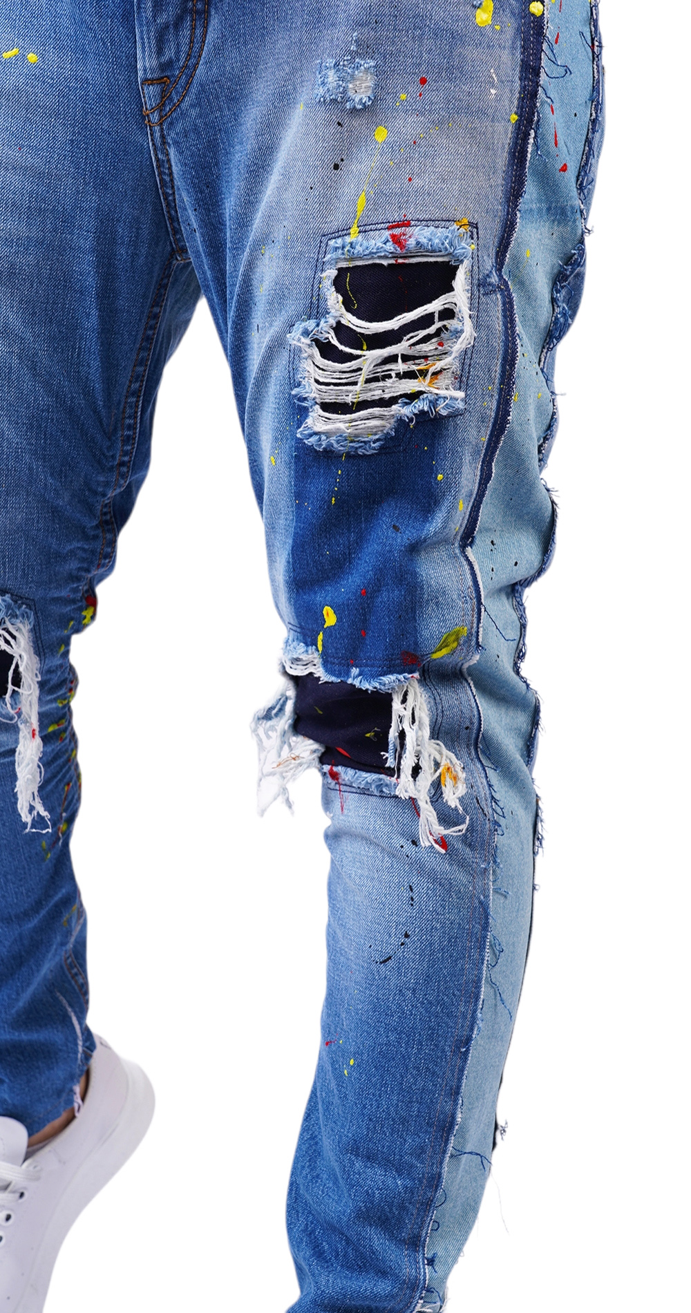 Blugi confectionati manual, cu elemente distincte jeans MJL6115 Blugi confectionati manual, cu elemente distincte MJL6115