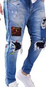 Blugi confectionati manual, cu elemente distincte jeans MJL6115 Blugi confectionati manual, cu elemente distincte MJL6115
