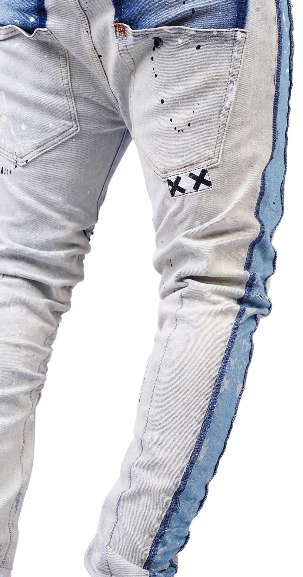 Blugi din denim stretch si elemente handmade MJL6117