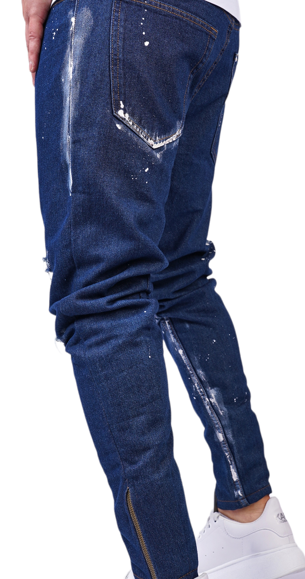 Blugi cu croiala speciala si elemente distressed 7-Ani MJL6119 Blugi cu croiala speciala si elemente distressed MJL6119