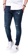 Jeans stretch, cu tocituri si elemente handmade anterioare MJL6120 Jeans stretch, cu tocituri si elemente handmade MJL6120