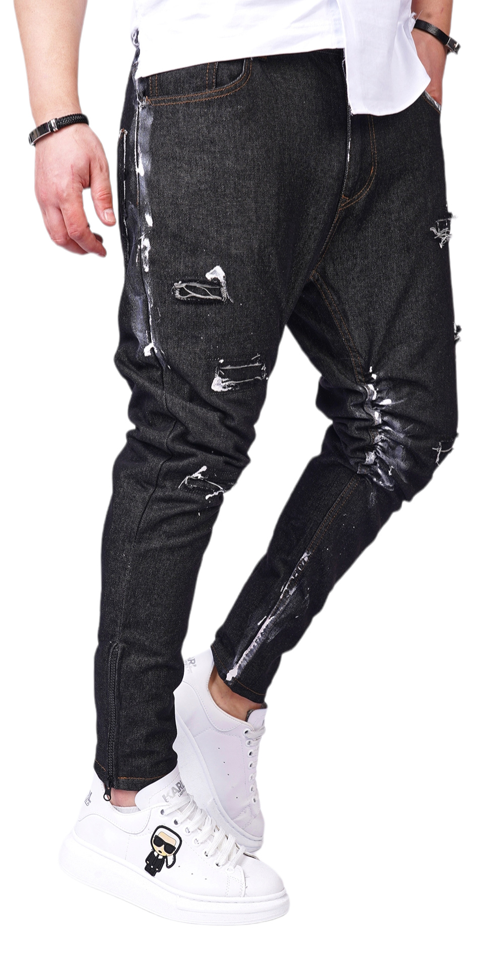 Blugi albastru-inchis, special colour jeans MJL6121 Blugi albastru-inchis, special colour MJL6121