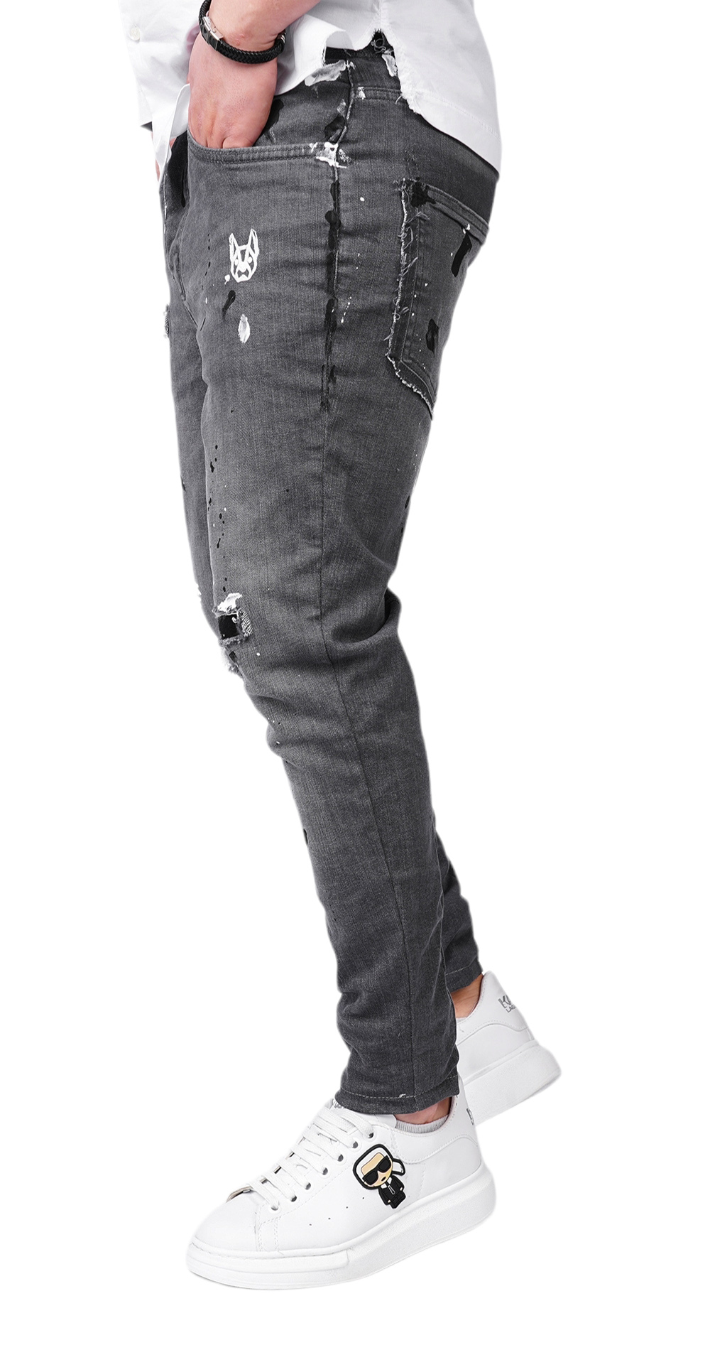 - DONT QUIT - DO IT - dark gray stretch jeans anterioare MJL6123 - DONT QUIT - DO IT - dark gray stretch jeans MJL6123
