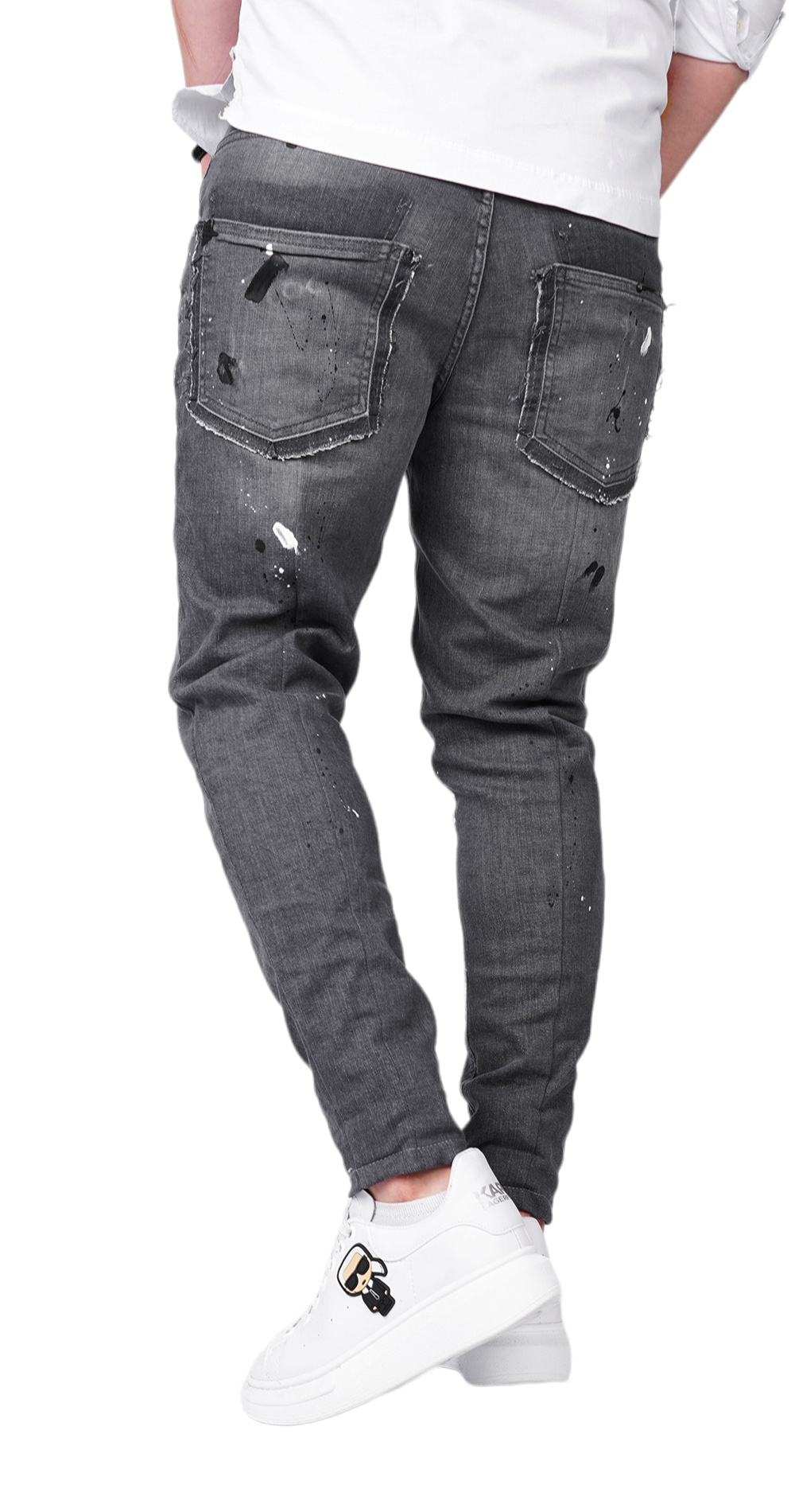 - DONT QUIT - DO IT - dark gray stretch jeans anterioare MJL6123 - DONT QUIT - DO IT - dark gray stretch jeans MJL6123