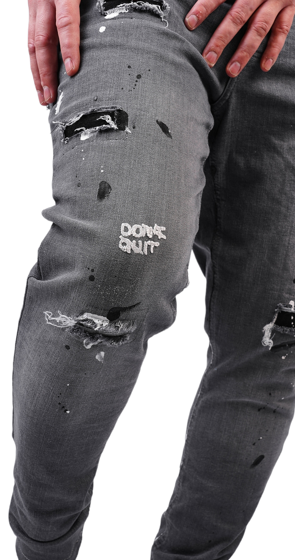 - DONT QUIT - DO IT - dark gray stretch jeans anterioare MJL6123 - DONT QUIT - DO IT - dark gray stretch jeans MJL6123