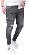 - DONT QUIT - DO IT - dark gray stretch jeans anterioare MJL6123 - DONT QUIT - DO IT - dark gray stretch jeans MJL6123