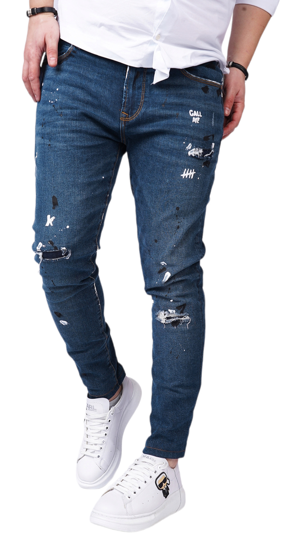 Special blue denim jeans anterioare MJL6125 Special blue denim jeans MJL6125