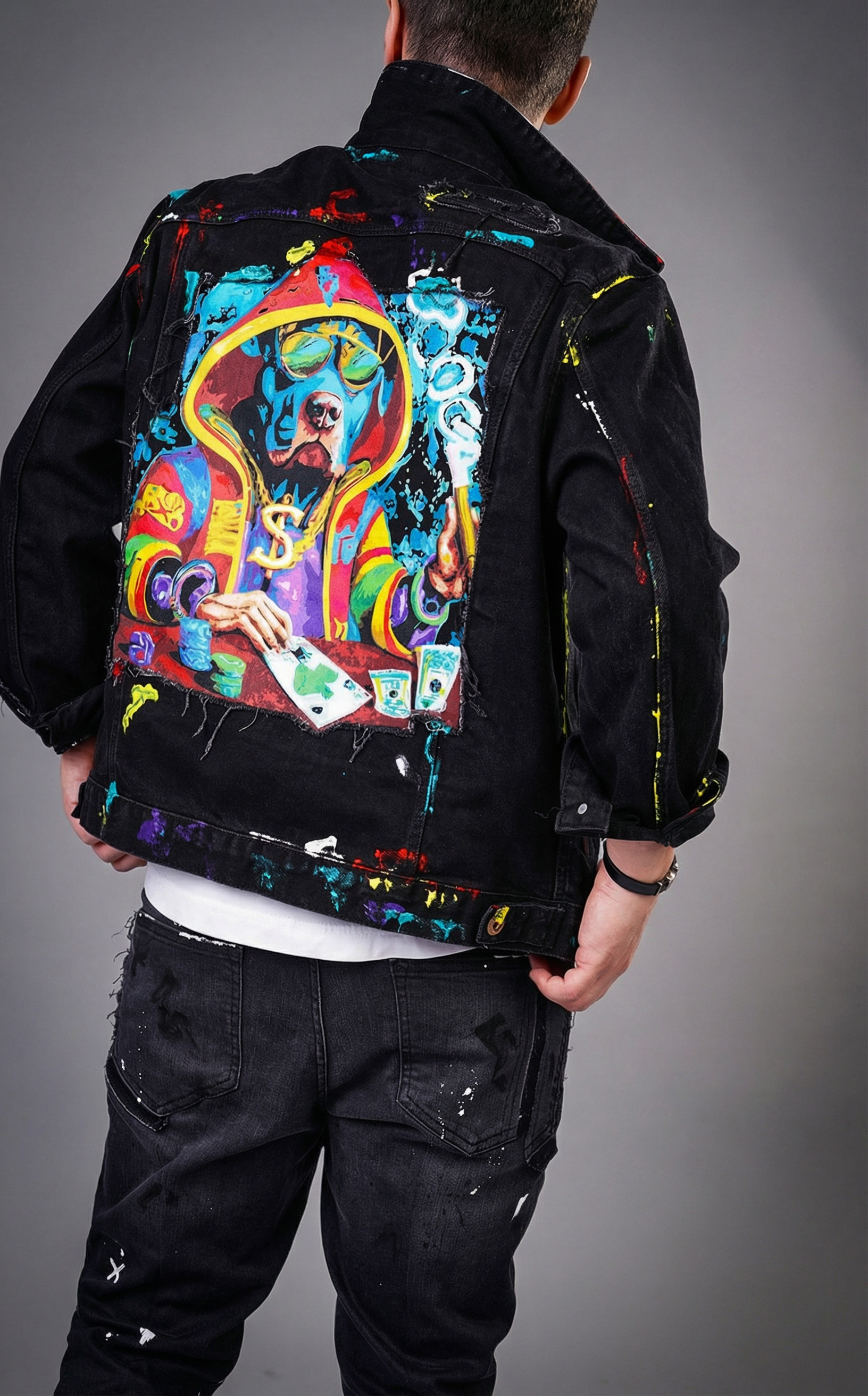 Geaca handmade cu elemente distincte, aplicatii si culori aplicate manual FESTIVAL-EVENTS MGL6129 Geaca handmade cu elemente distincte, aplicatii si culori aplicate manual MGL6129