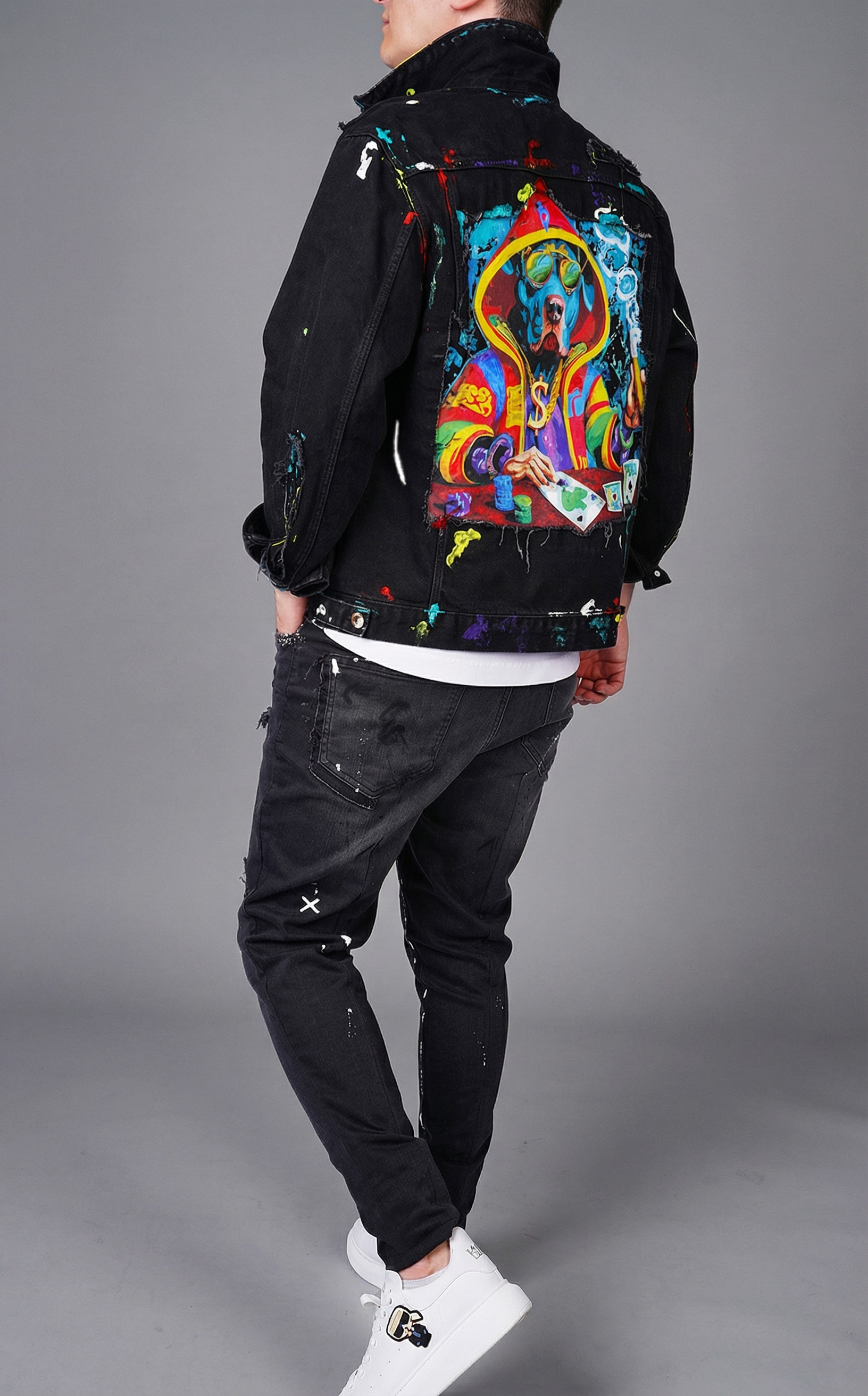 Geaca handmade cu elemente distincte, aplicatii si culori aplicate manual FESTIVAL-EVENTS MGL6129 Geaca handmade cu elemente distincte, aplicatii si culori aplicate manual MGL6129