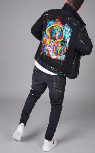 Geaca handmade cu elemente distincte, aplicatii si culori aplicate manual MGL6129