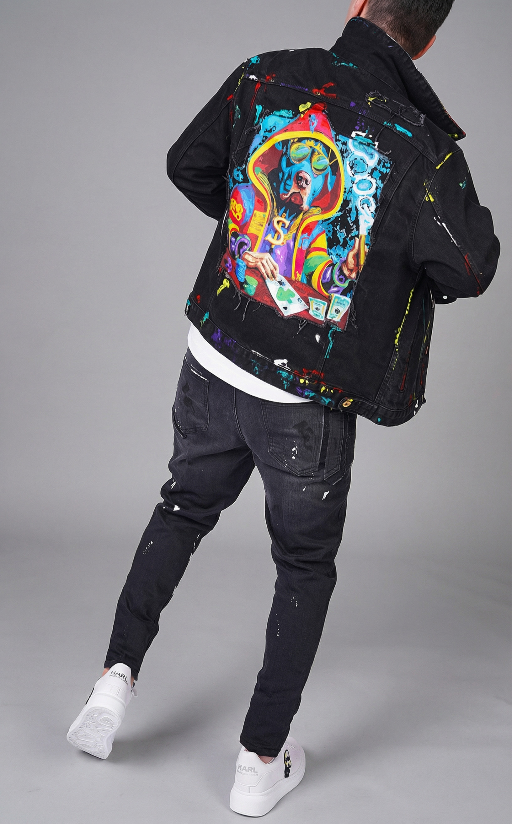 Geaca handmade cu elemente distincte, aplicatii si culori aplicate manual FESTIVAL-EVENTS MGL6129 Geaca handmade cu elemente distincte, aplicatii si culori aplicate manual MGL6129