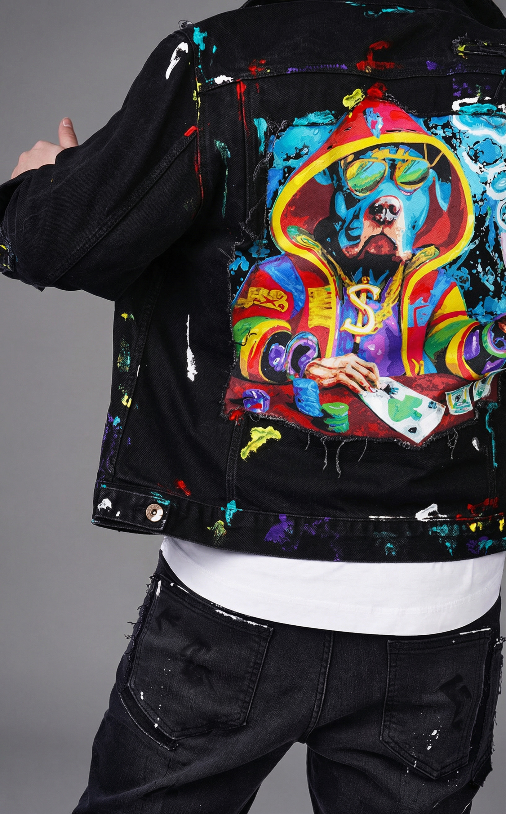 Geaca handmade cu elemente distincte, aplicatii si culori aplicate manual FESTIVAL-EVENTS MGL6129 Geaca handmade cu elemente distincte, aplicatii si culori aplicate manual MGL6129