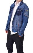 Geaca blugi cu elemente pictate manual si elemente distressed MGL6131