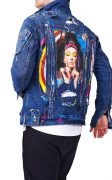 Geaca blugi cu elemente pictate manual si elemente distressed MGL6131