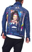 Geaca blugi cu elemente pictate manual si elemente distressed MGL6131