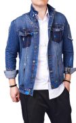 Geaca blugi cu elemente pictate manual si elemente distressed MGL6131